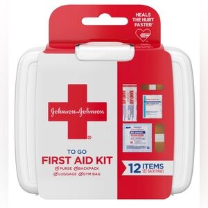 Johnson & Johnson First Aid To Go Portable Mini Travel Kit, 12 pieces